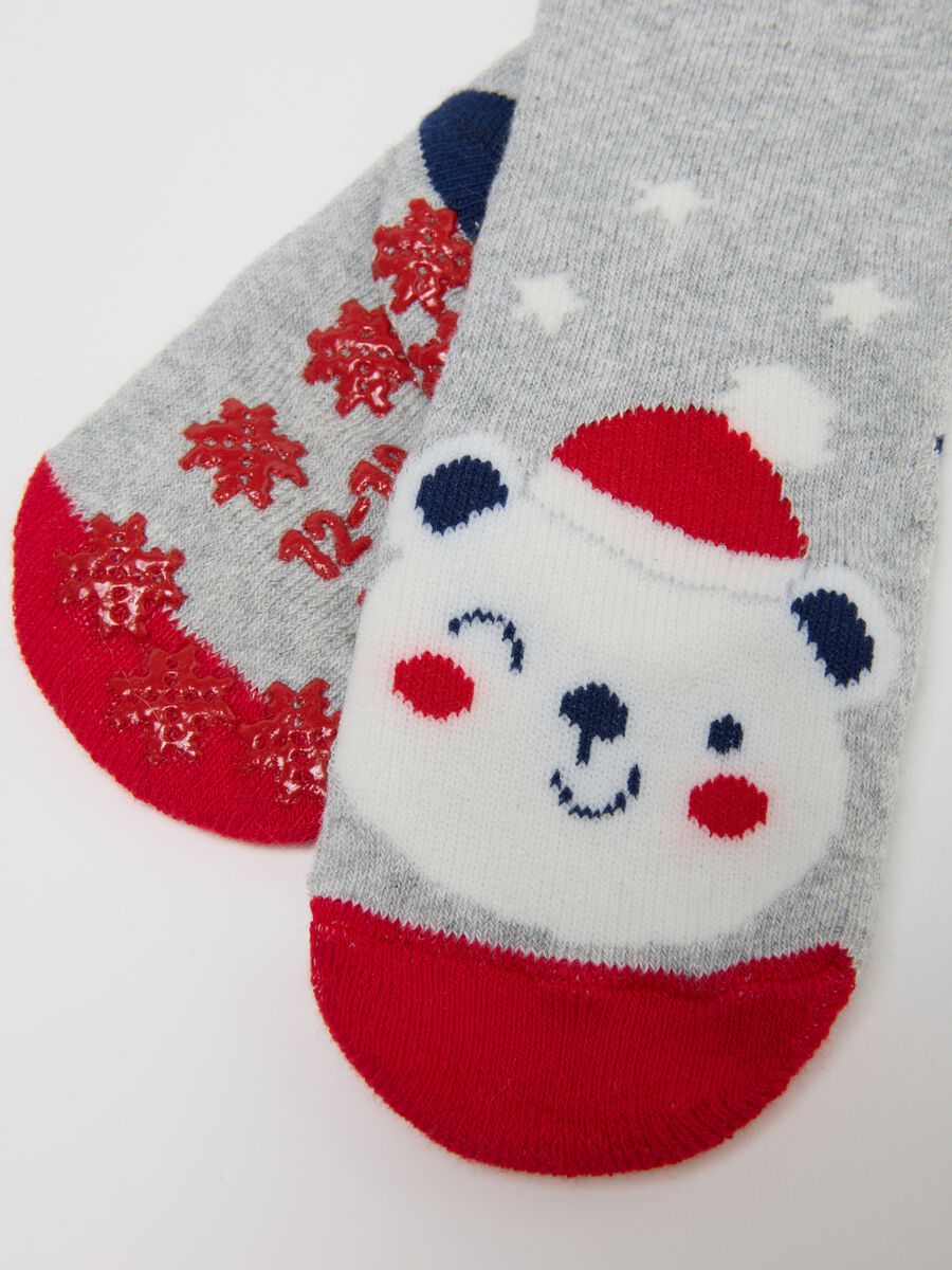 Multi-coloured baby Christmas socks twin pack in cotton blend_2