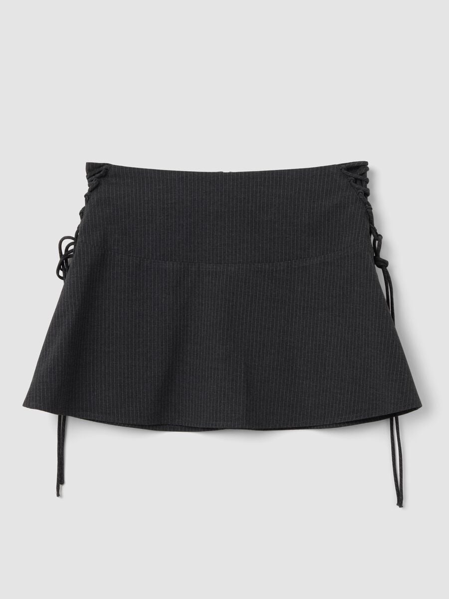 Grey stretch viscose pinstripe skirt_4