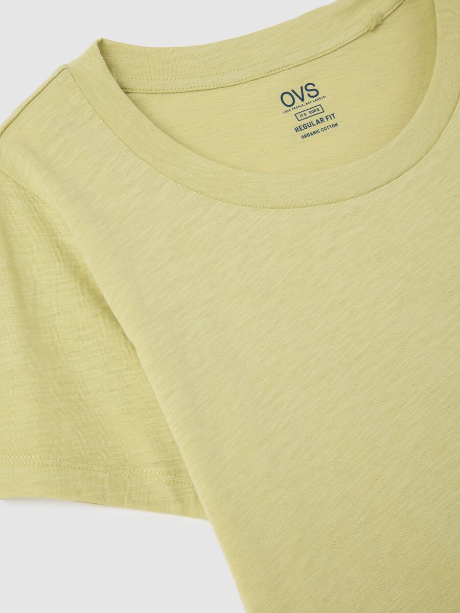 Light yellow crew neck T-shirt in pure cotton Ovs_5