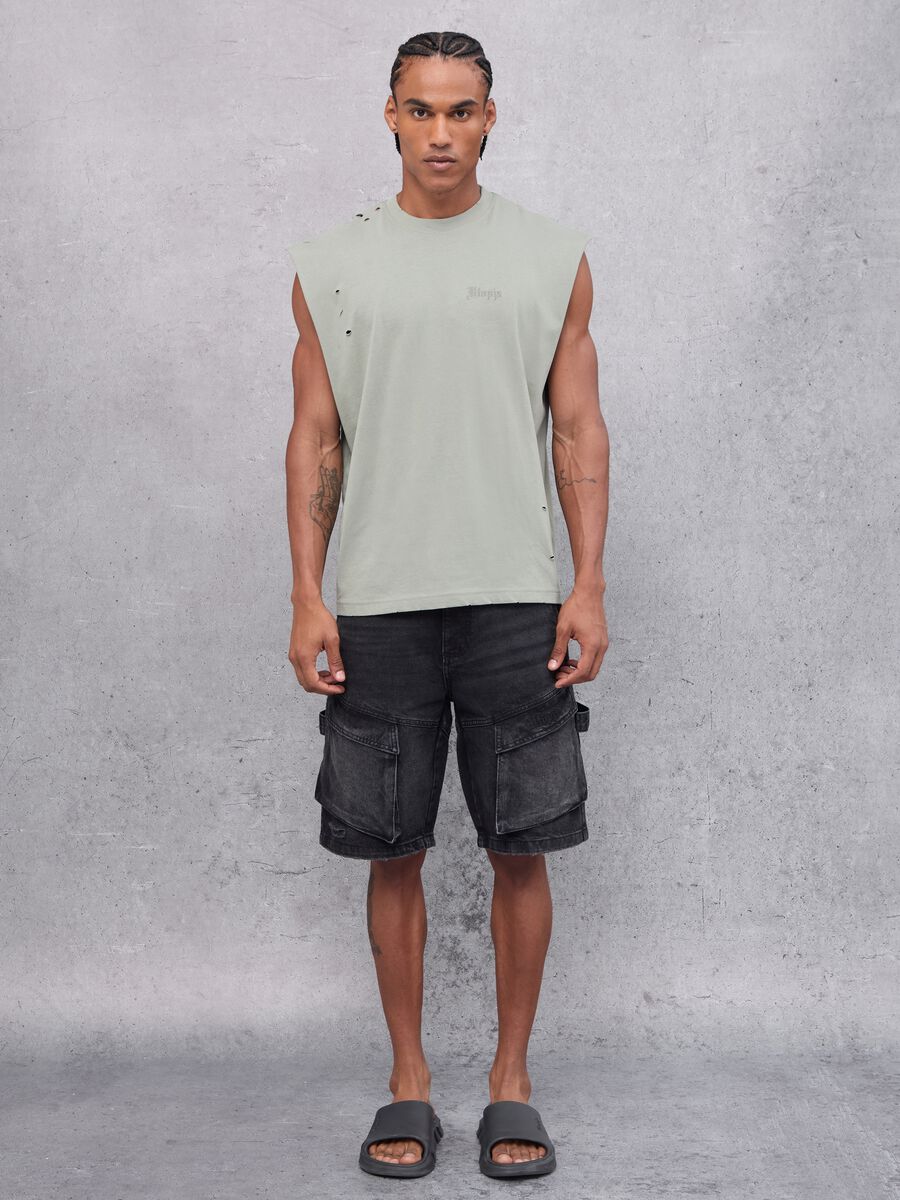 Distressed Tank Top Military Green_3