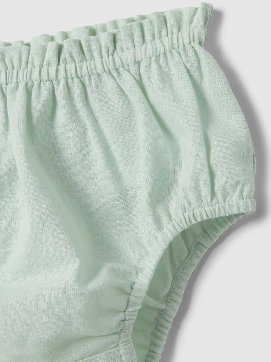 Green Cotton and Linen Blend Set for Baby Girls_2