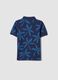 Boys&rsquo; blue pure cotton polo shirt, regular fit, with floral print_1