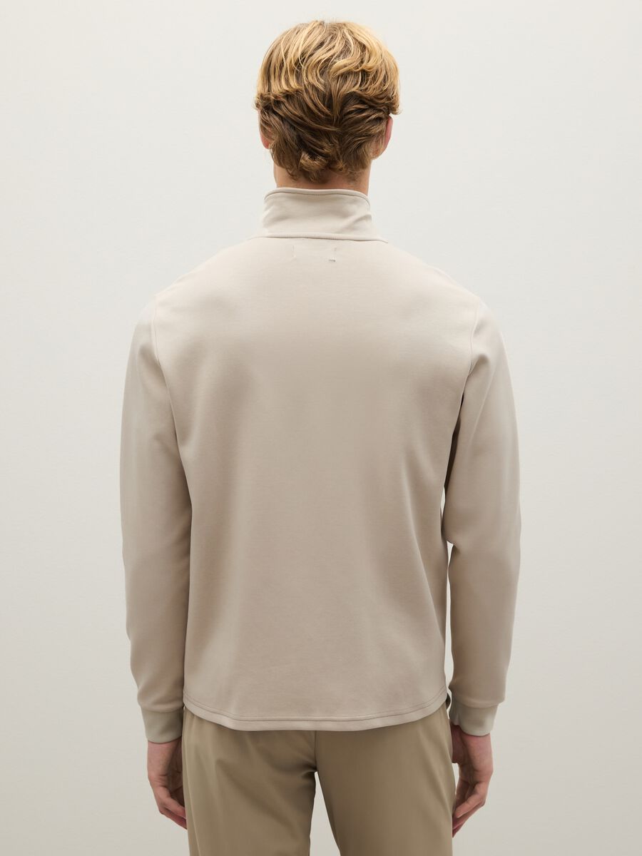 Beige cotton blend zip-up sweatshirt with regular fit_3