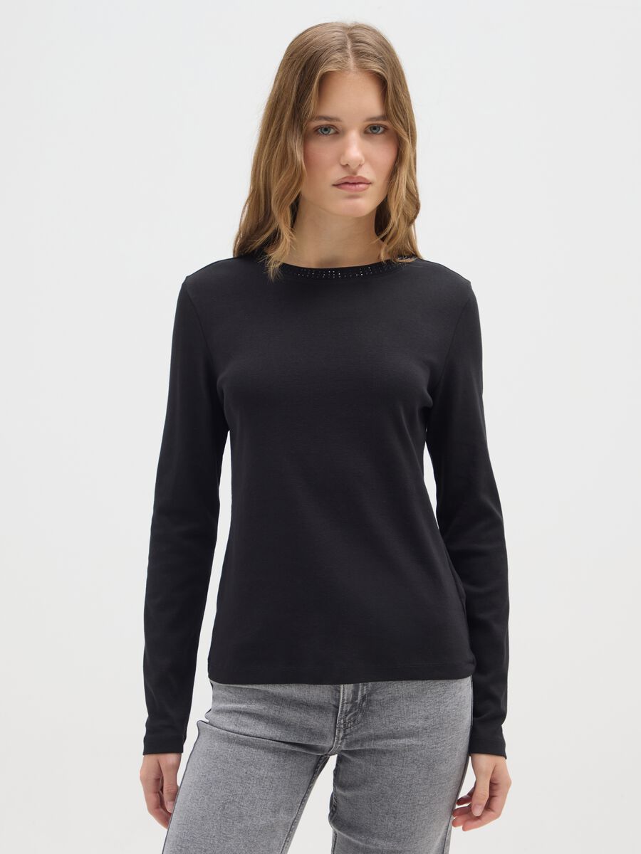 Maglietta in puro cotone nero regular fit_0