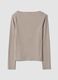 Beige stretch viscose crew-neck T-shirt_2