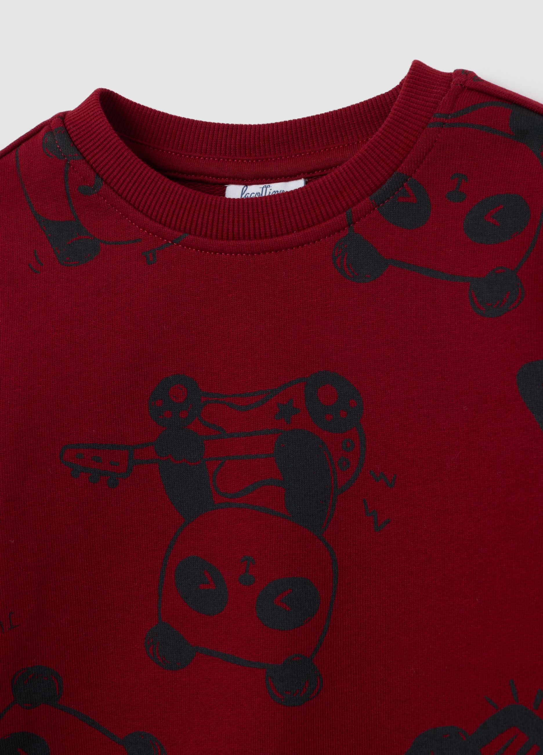 Felpa da bambino in puro cotone rosso regular fit