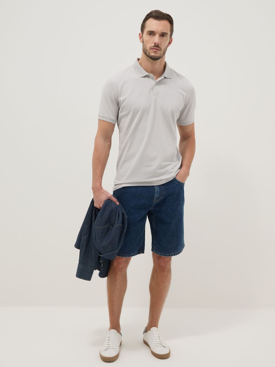 Polo in misto cotone elasticizzato grigia regular fit_2
