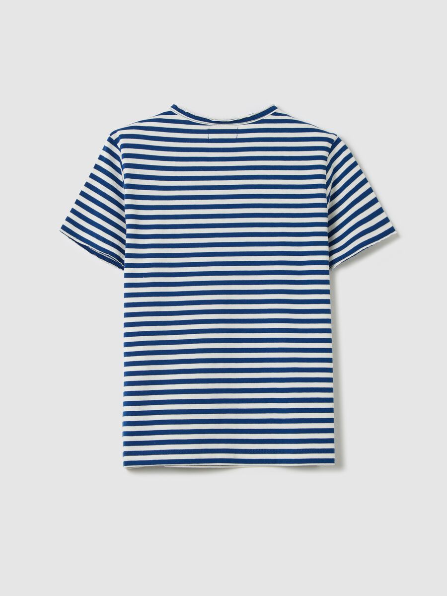 White and blue T-shirt in striped cotton_1