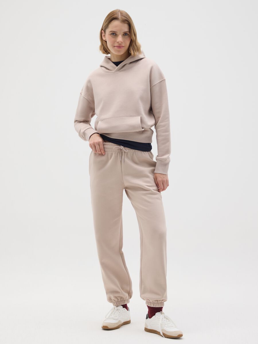 Beige cotton blend regular fit sweatshirt_1