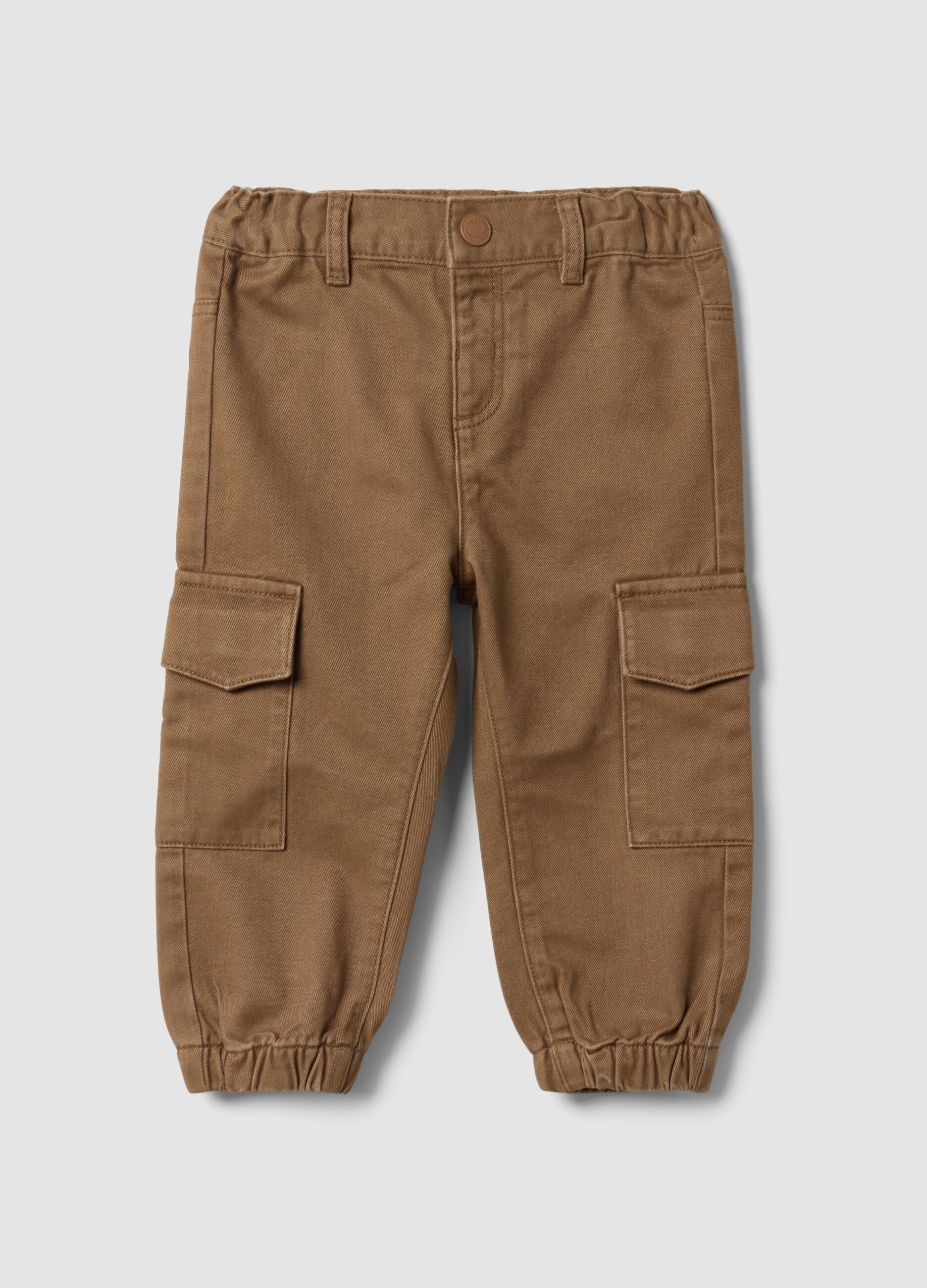 Pantaloni cargo marroni in puro cotone per bimbo