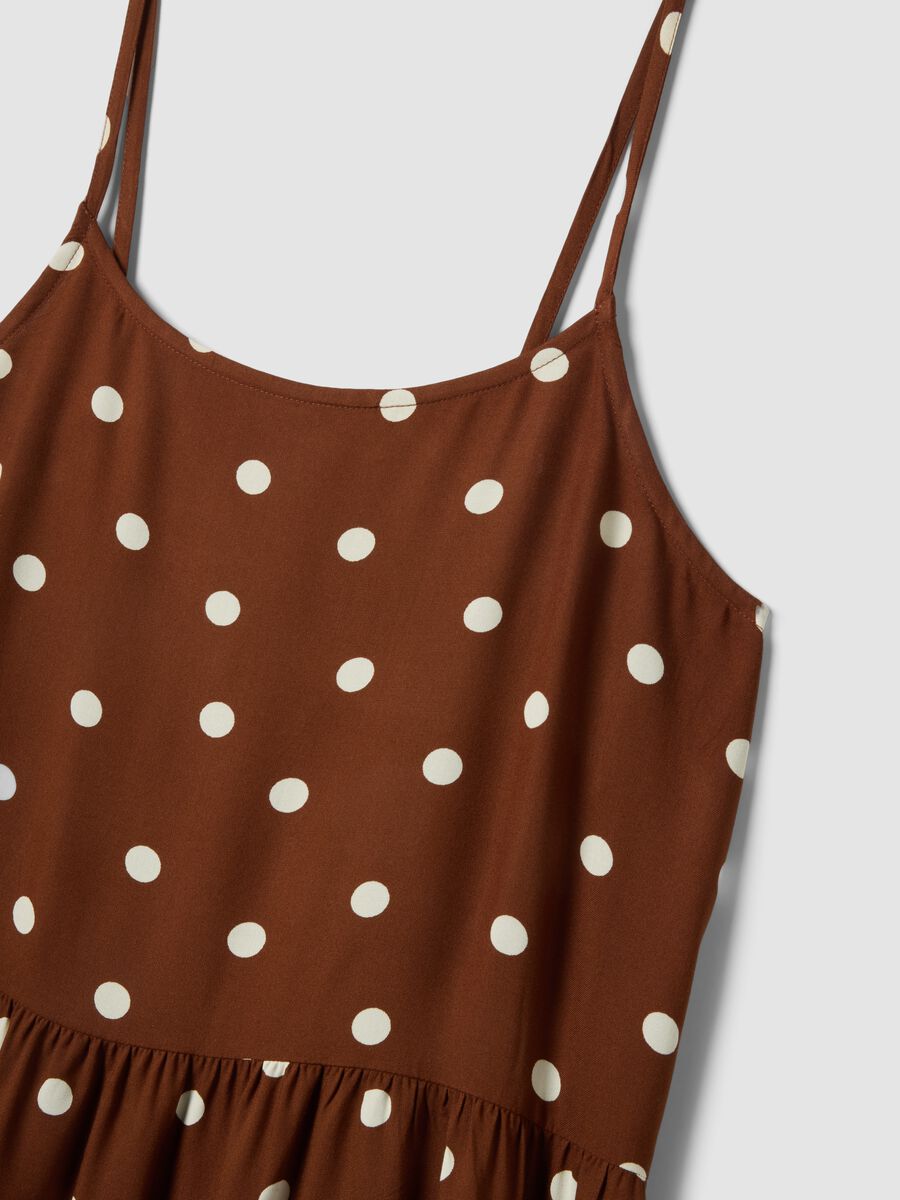 Brown polka-dot dress in pure viscose_5