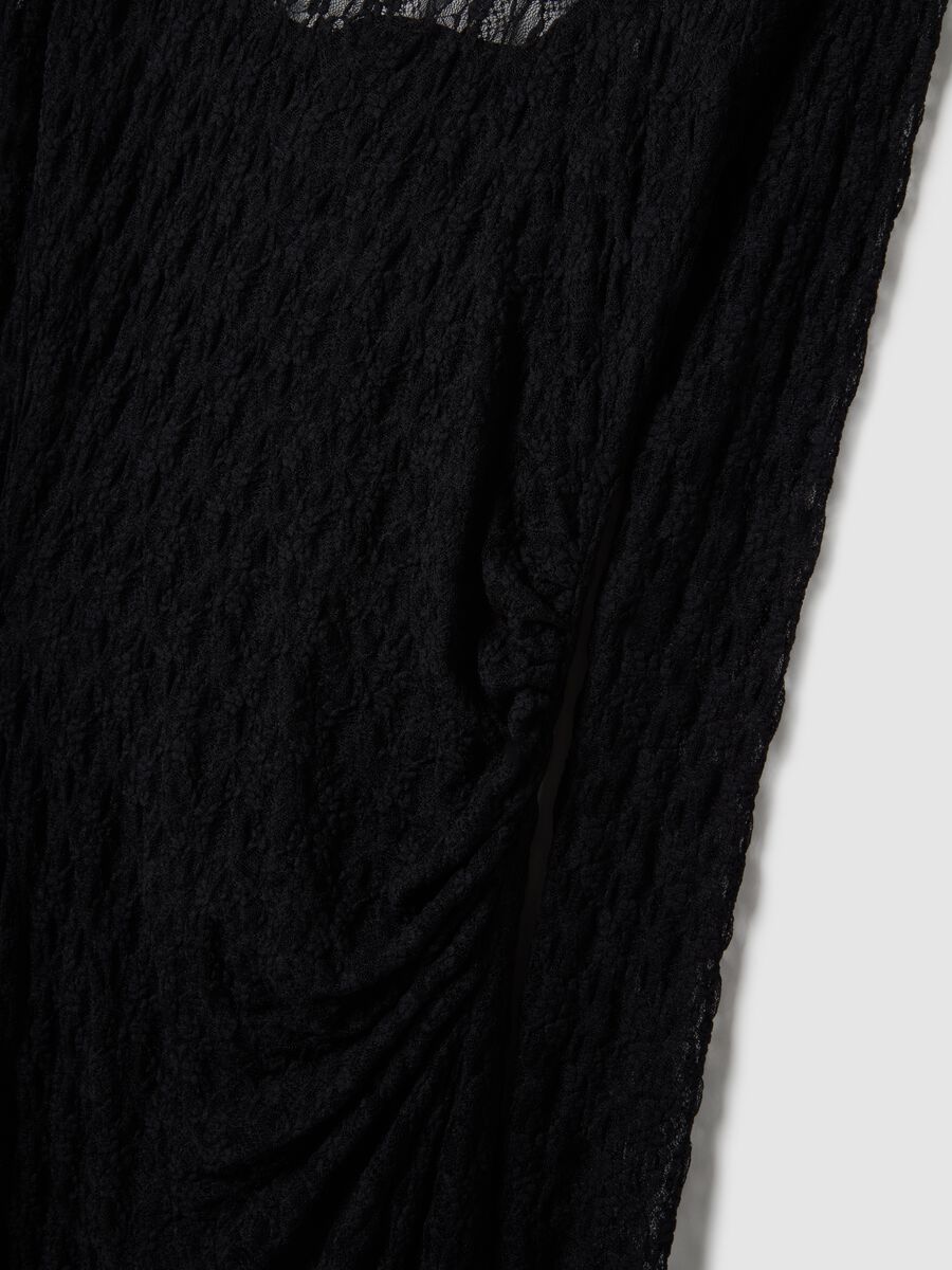 Abito nero in pizzo elasticizzato semi-trasparente slim fit_5