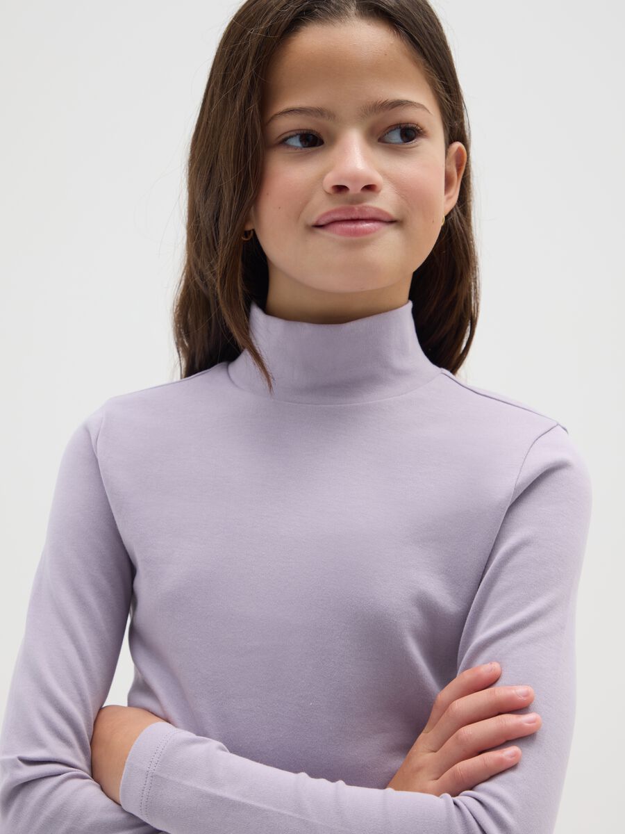 Girls' purple slim fit pure cotton t-shirt_2