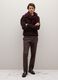 Brown crew neck pullover in pure lambswool regular fit_1