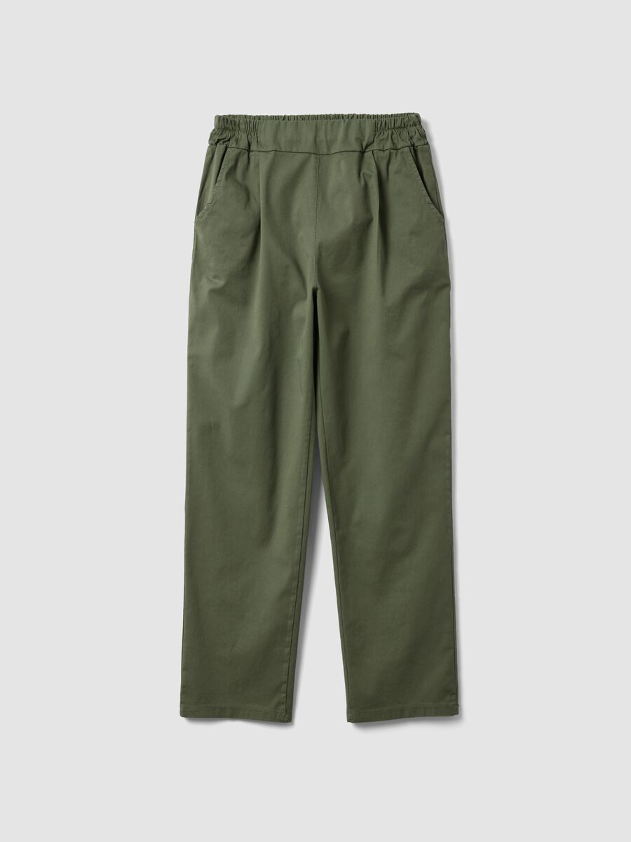 Green stretch cotton trousers_0