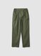 Green stretch cotton trousers_0