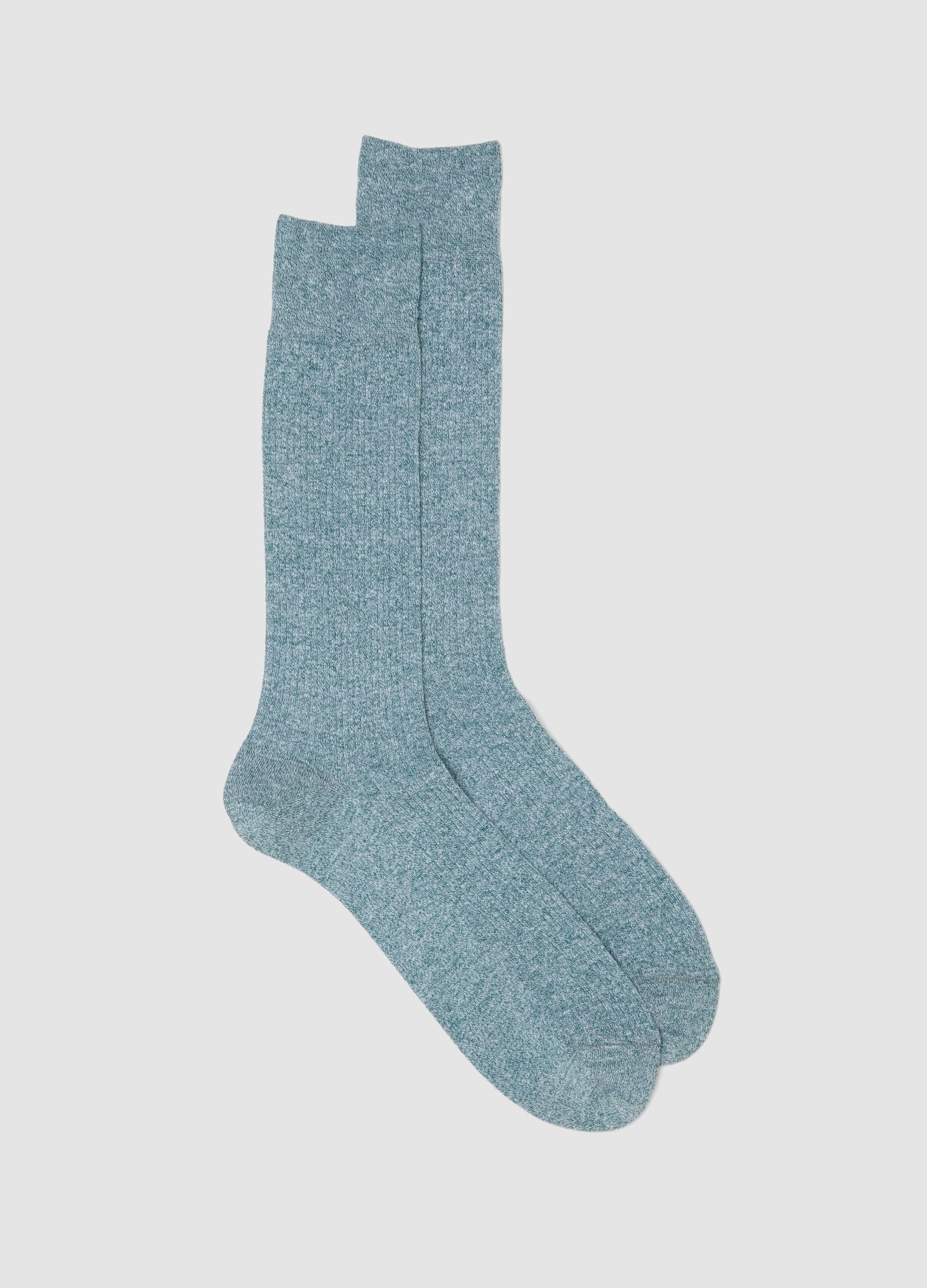 Long green stretch cotton and linen blend socks