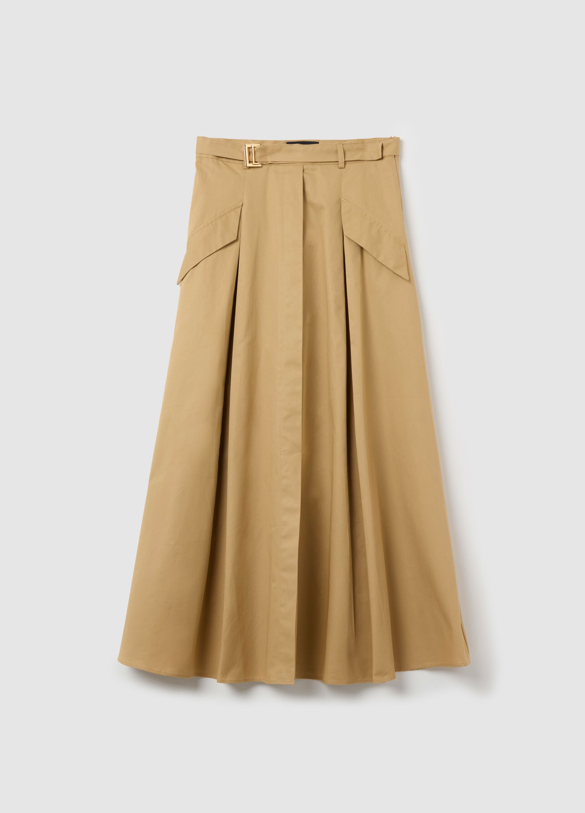 Long full skirt with buckle