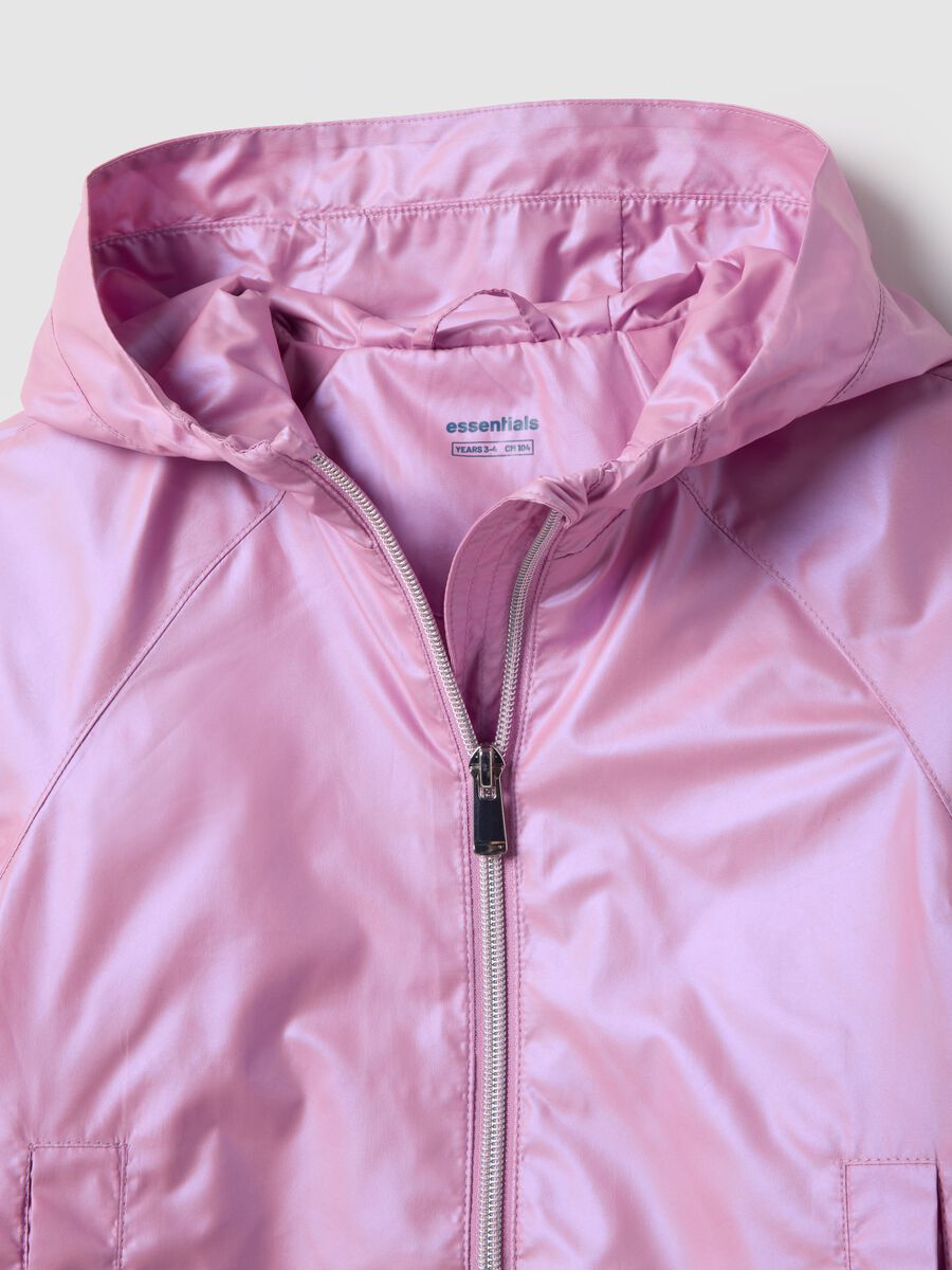 Metallic pink children's regular fit jacket with zip and hood_2