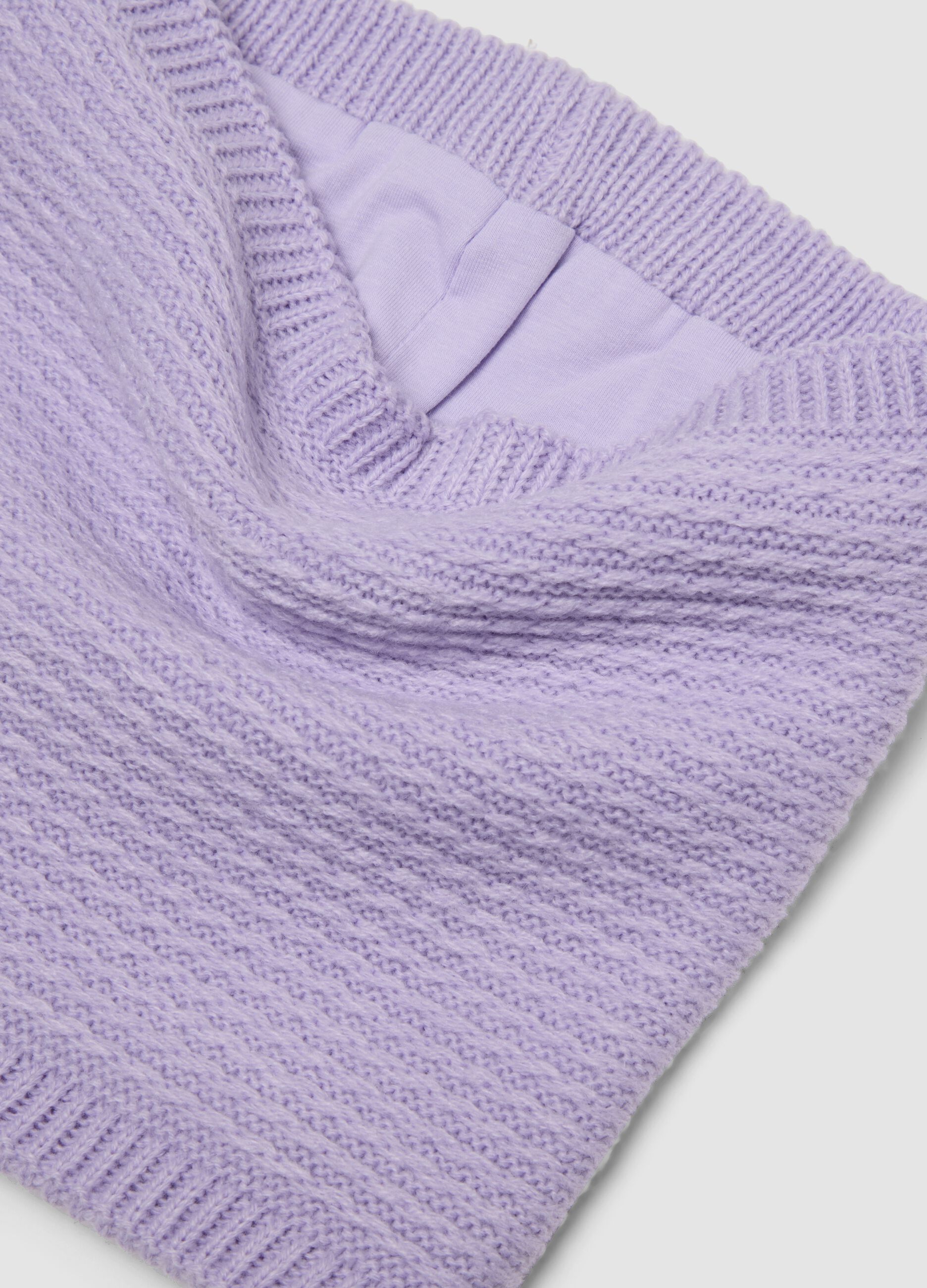 Purple rib-knit snood scarf