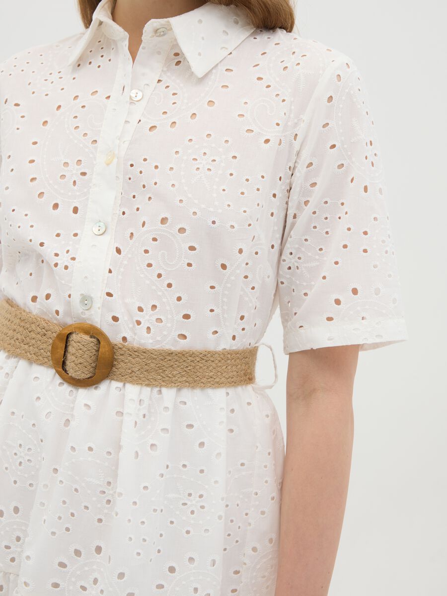 Women's white midi dress in pure cotton regular fit_2