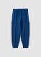 Pantaloni jogger blu in puro cotone con tasche cargo relaxed fit_0