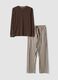 Brown pure organic cotton striped pyjamas, regular fit_0