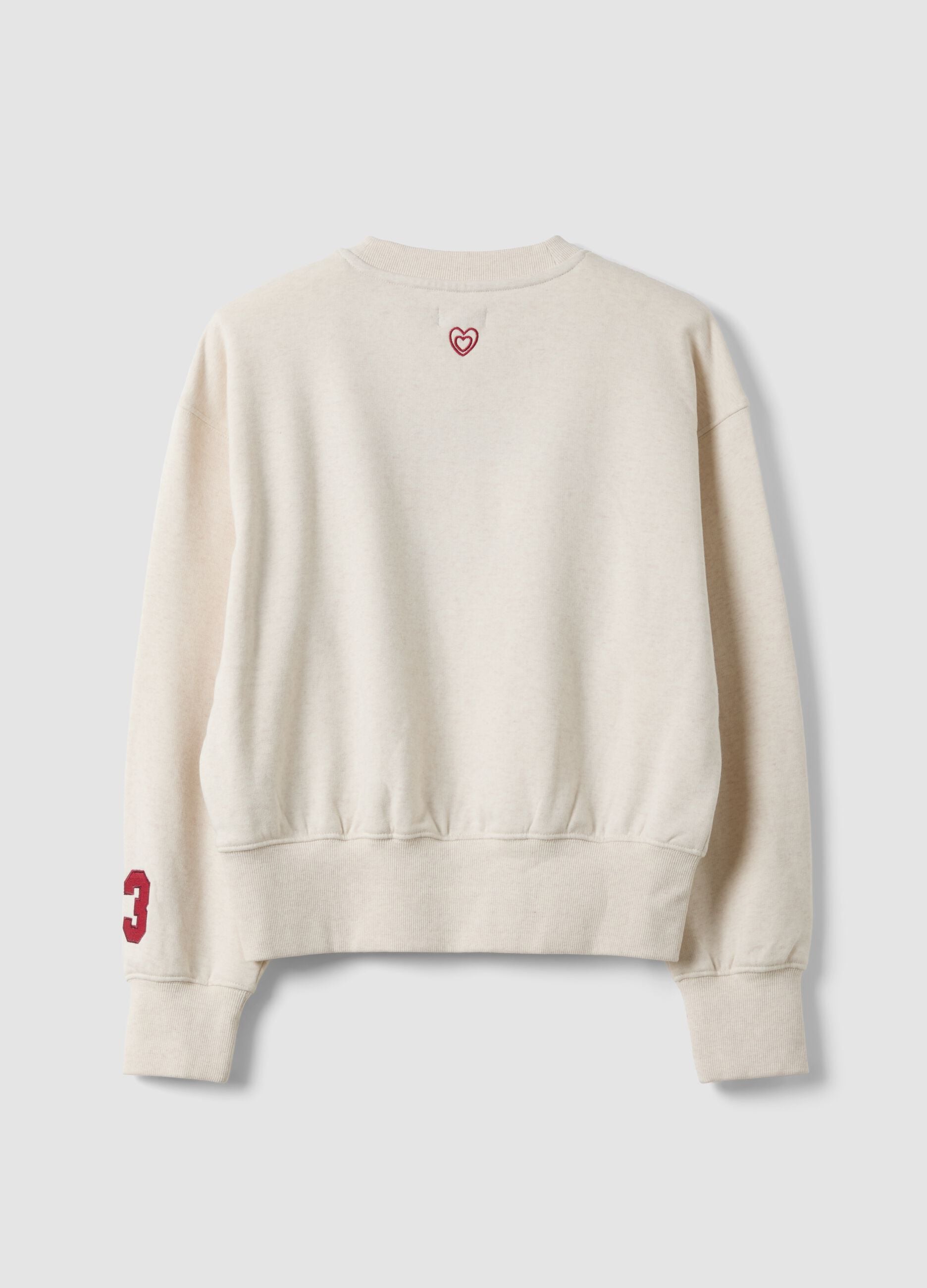 Beige cotton-blend crew-neck sweatshirt with Paris print for girls