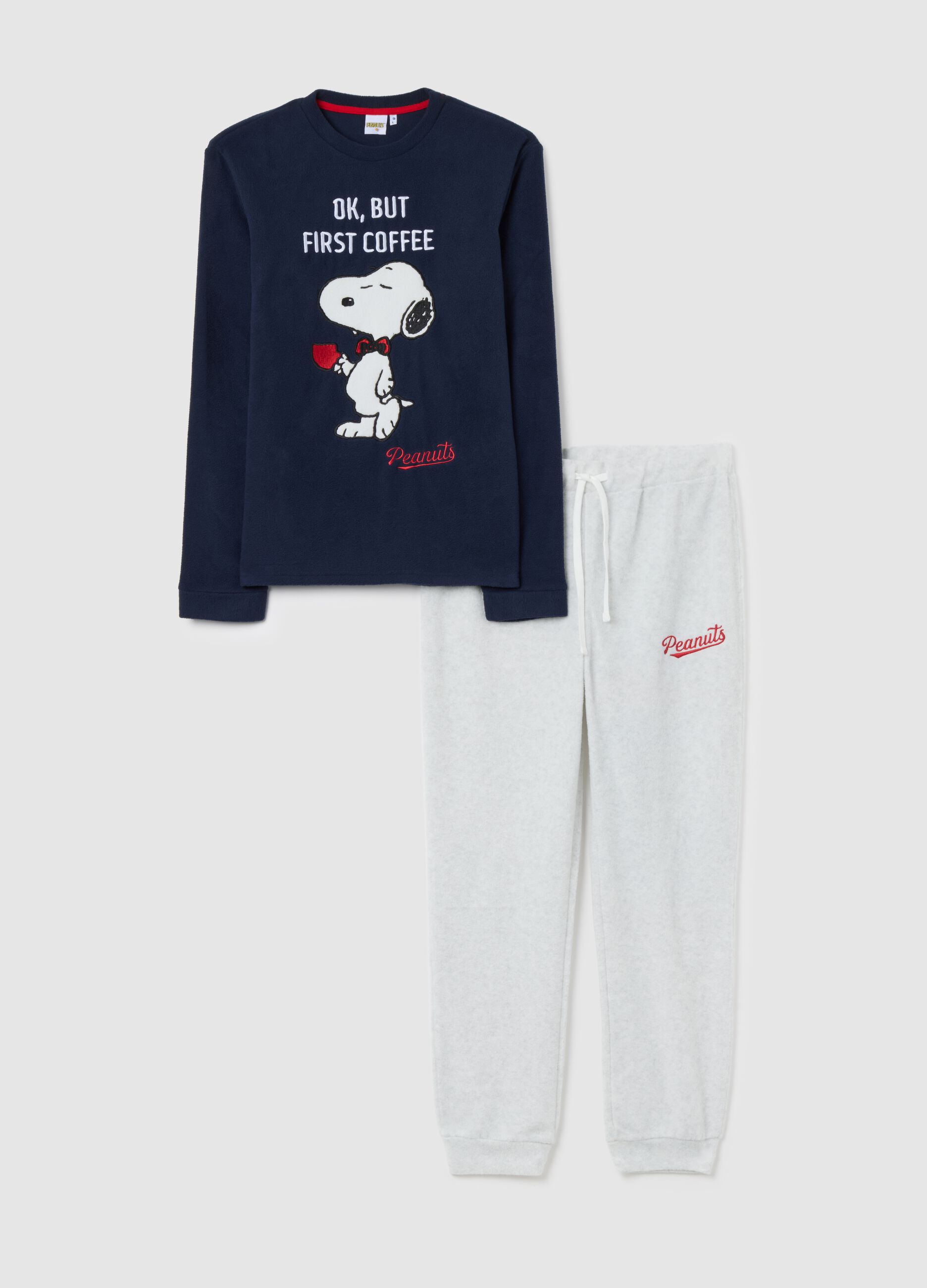Pigiama blu e grigio con stampa Snoopy