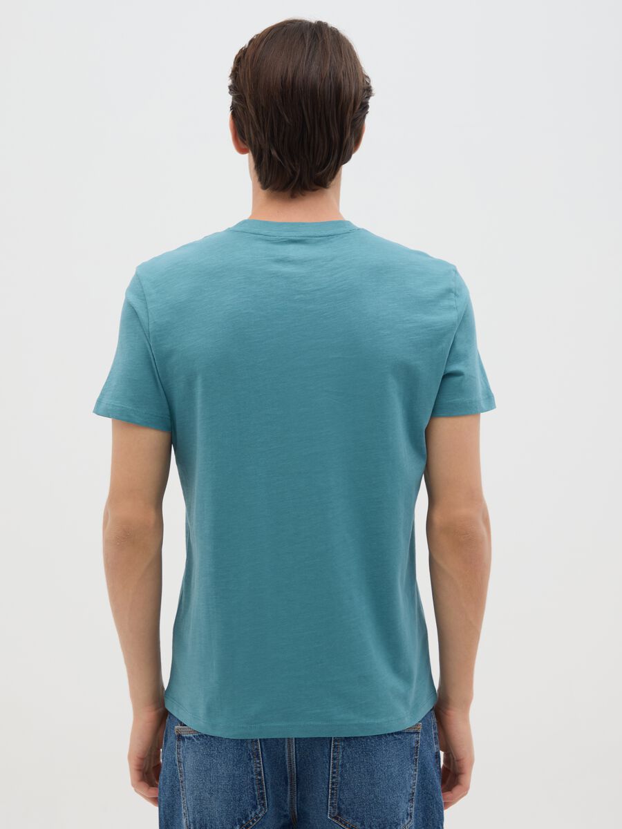 Men's Green Crew Neck Cotton Fitted T-Shirt_3