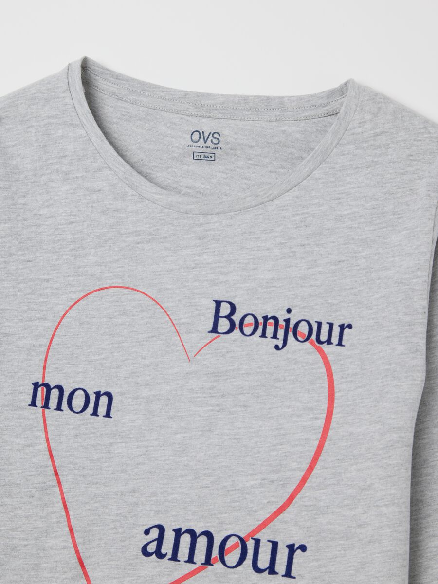 Grey 100% cotton pyjamas with "Bonjour Mon Amour" print_5