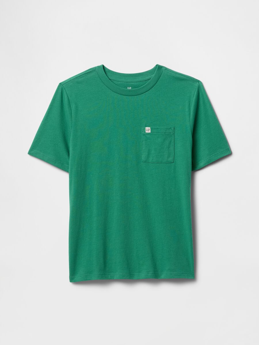 Green short sleeve cotton t-shirt for boys GAP Kids_0