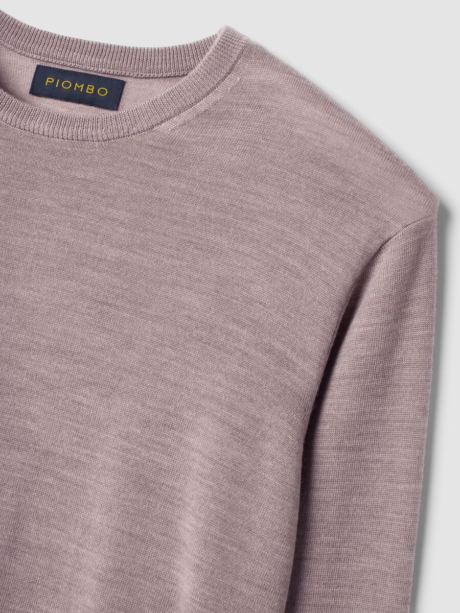 Maglia beige girocollo in pura lana merino regular fit_5