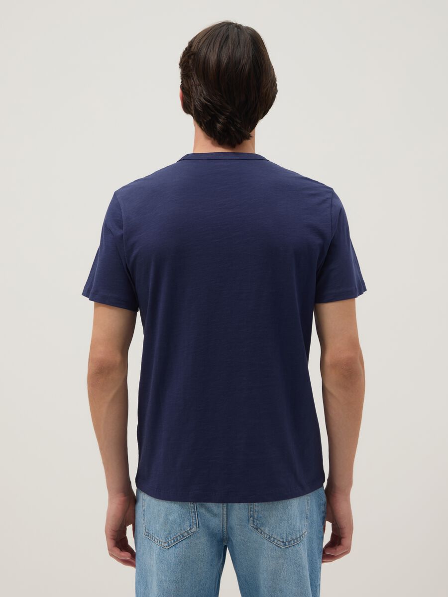 Blue short sleeve pure cotton t-shirt regular fit_2