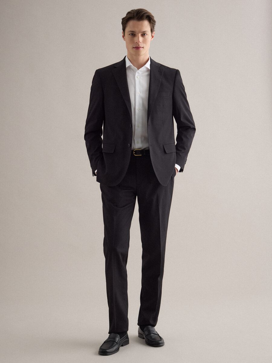 Single-breasted black regular fit blazer_1
