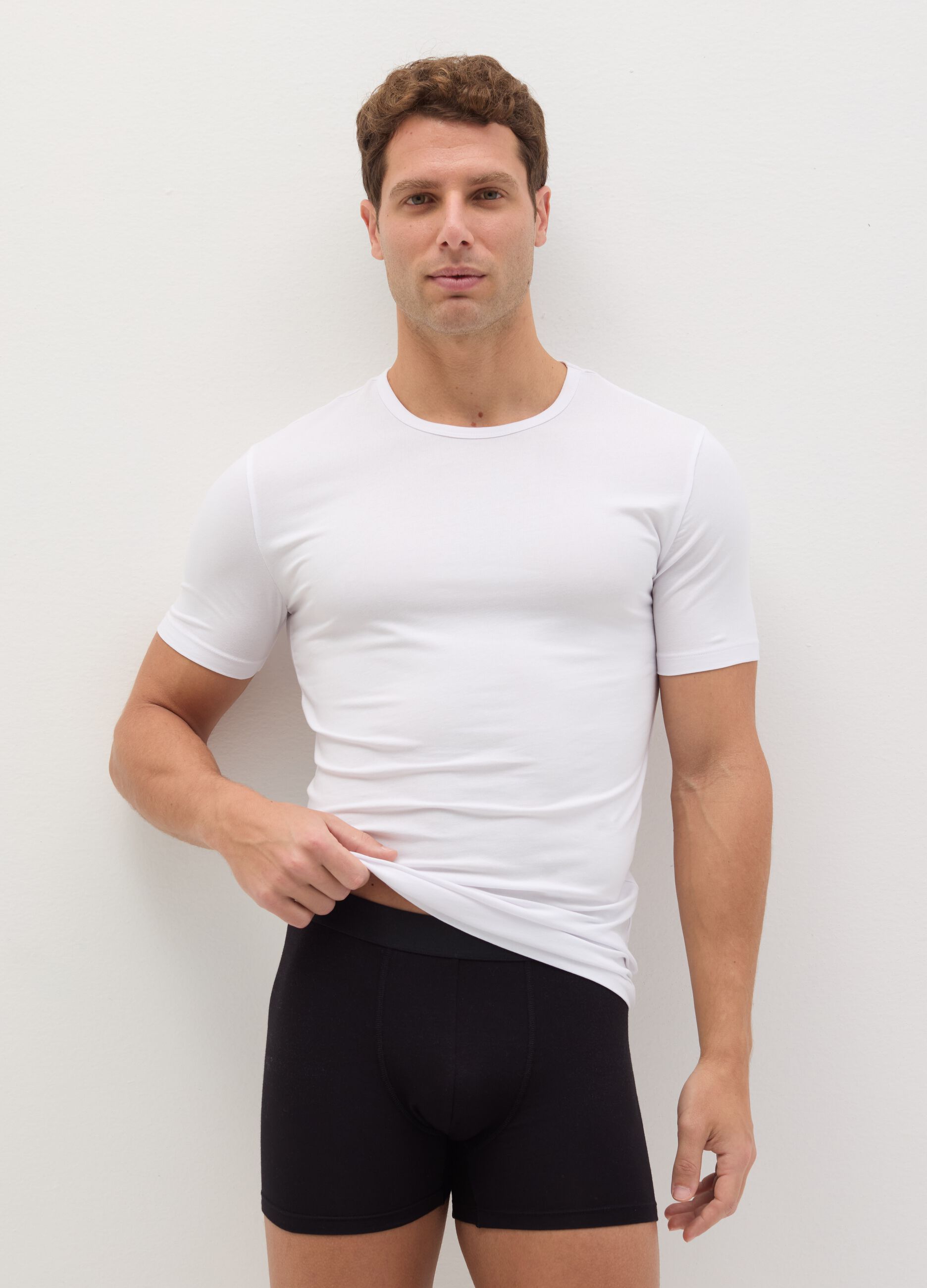 Midi boxer shorts in stretch cotton