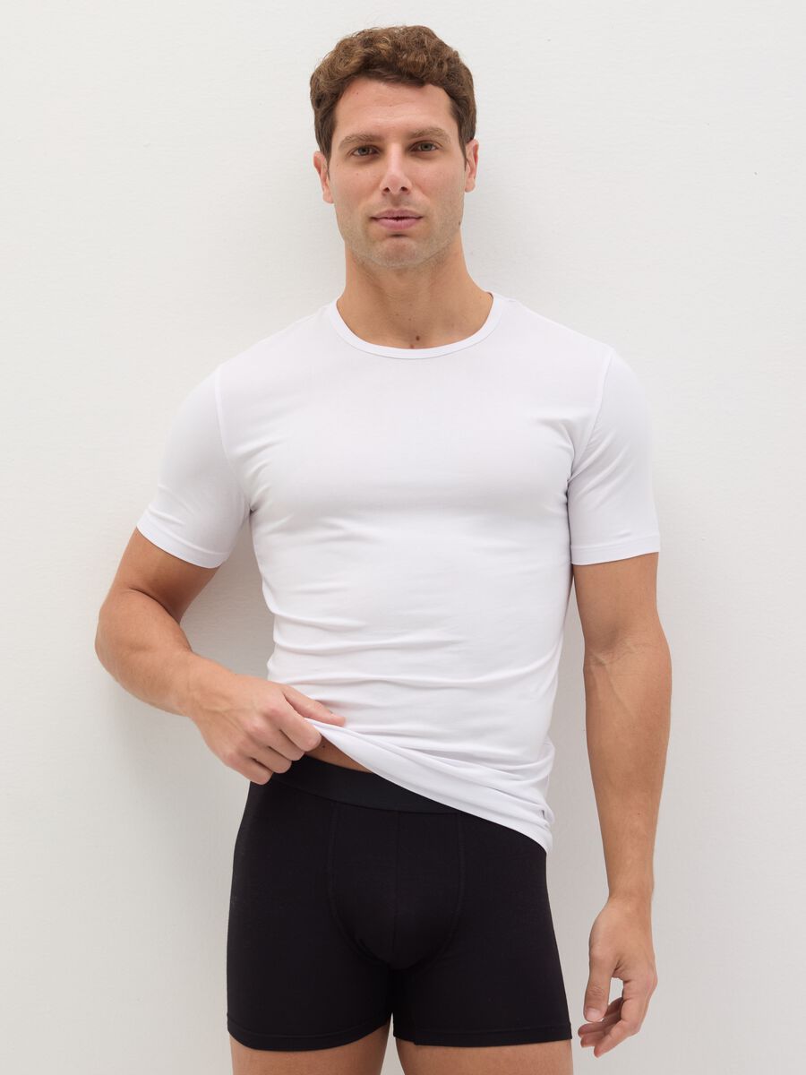 Midi boxer shorts in stretch cotton_0
