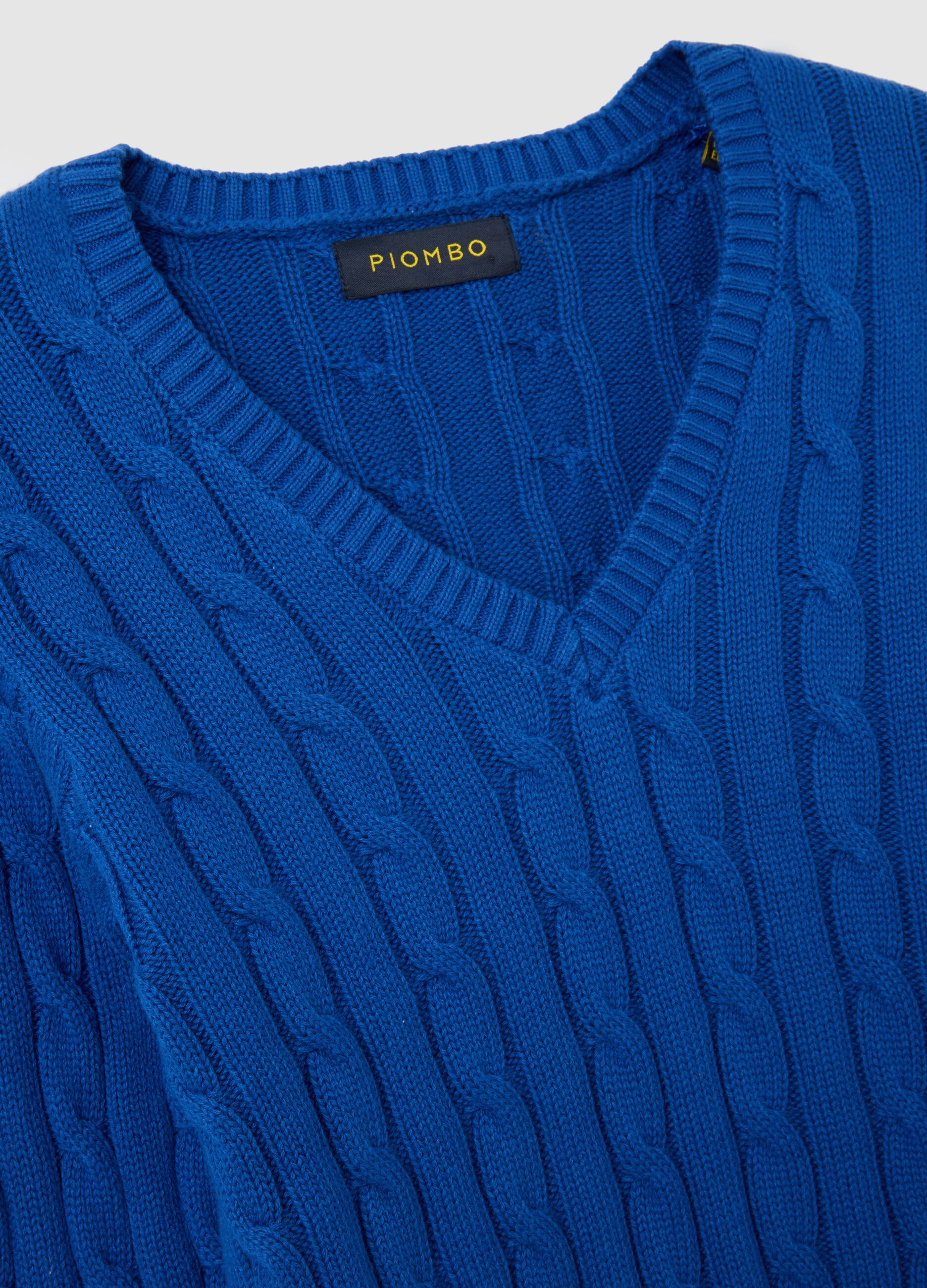 Maglione in puro cotone blu regular fit