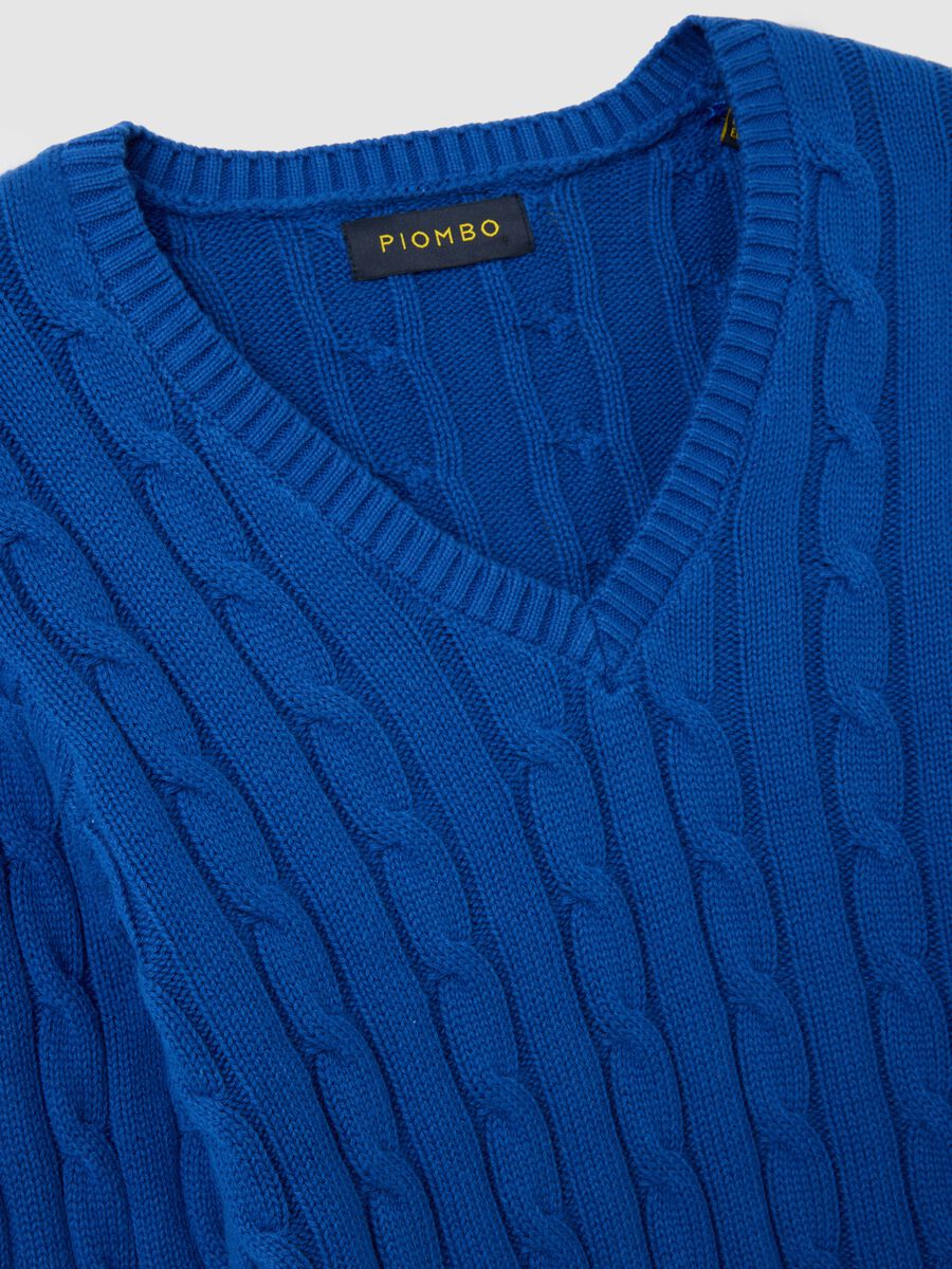 Maglione in puro cotone blu regular fit_5