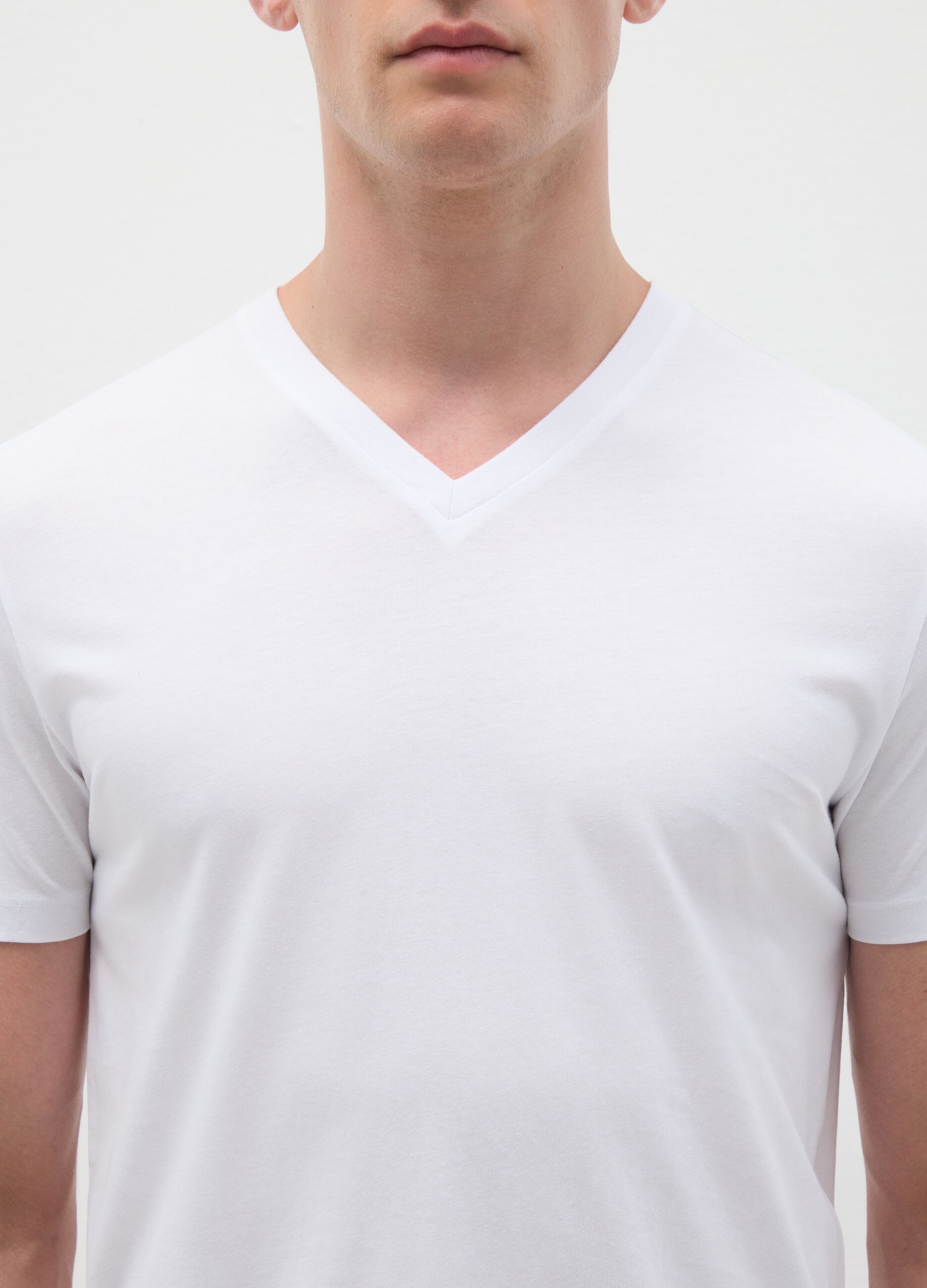 Set of 3 men's white cotton regular fit t-shirts