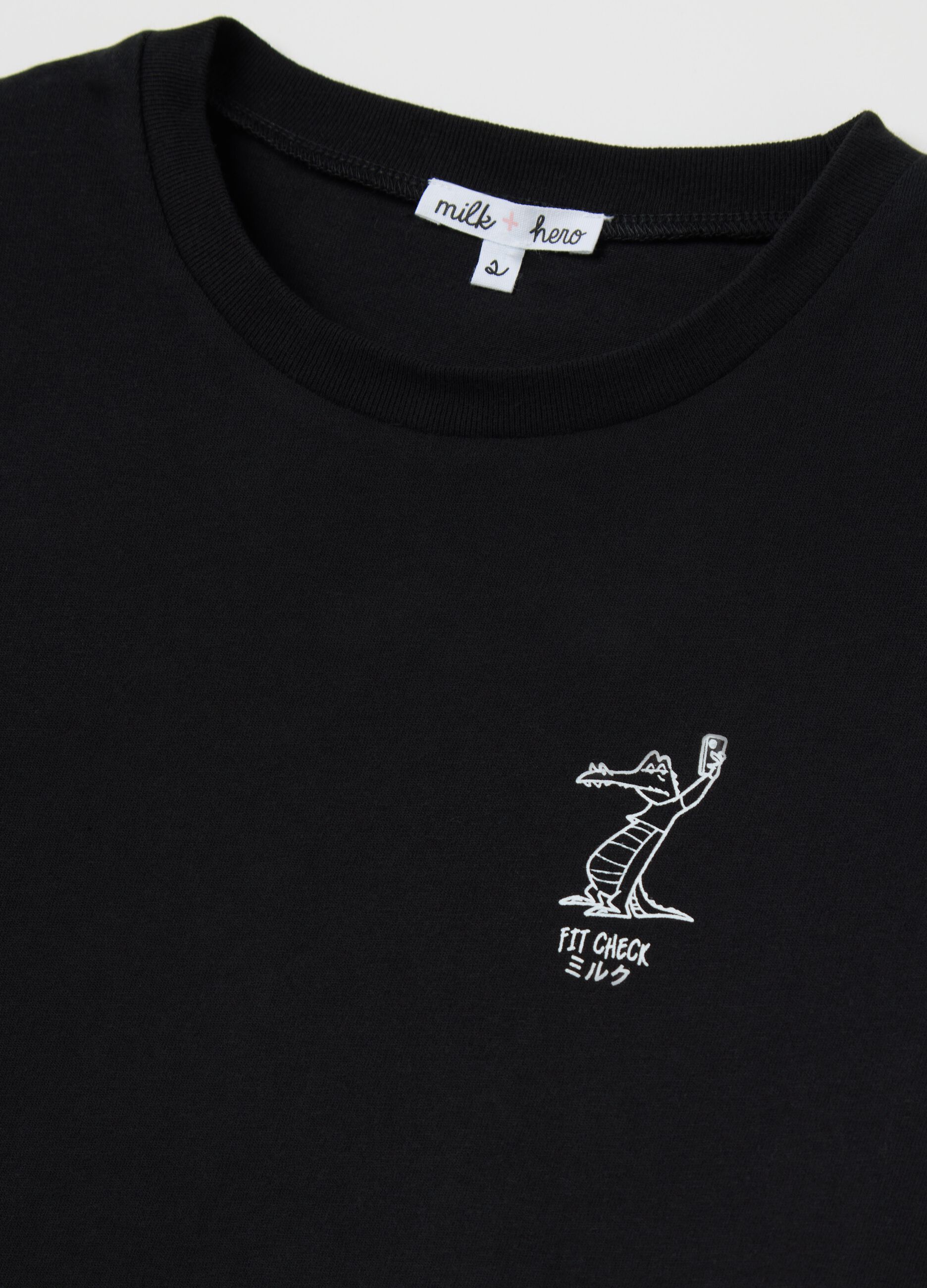 Black boxy-fit T-shirt in cotton