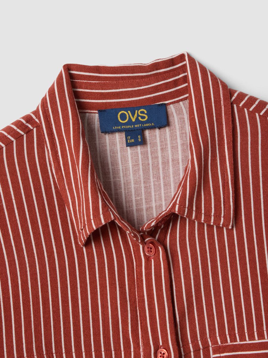 Regular-fit striped shirt in viscose and linen blend, white and red_5