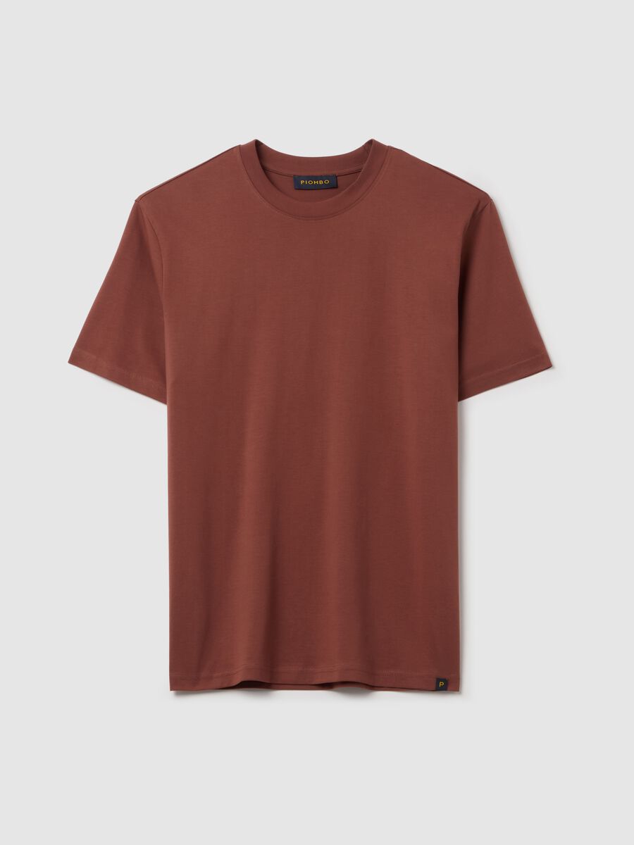 Plain cotton T-shirt with round neck._4