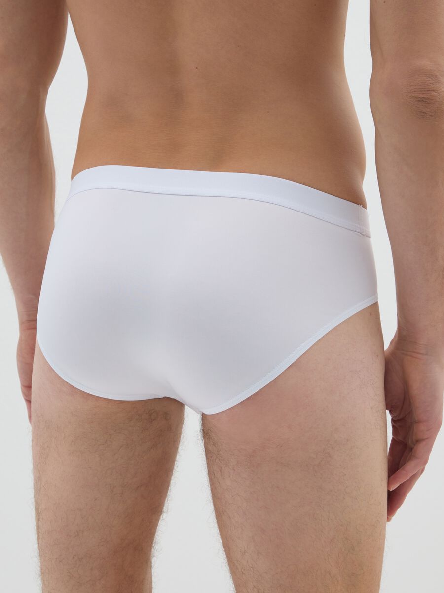 White Stretch Fabric Briefs Tripack_2