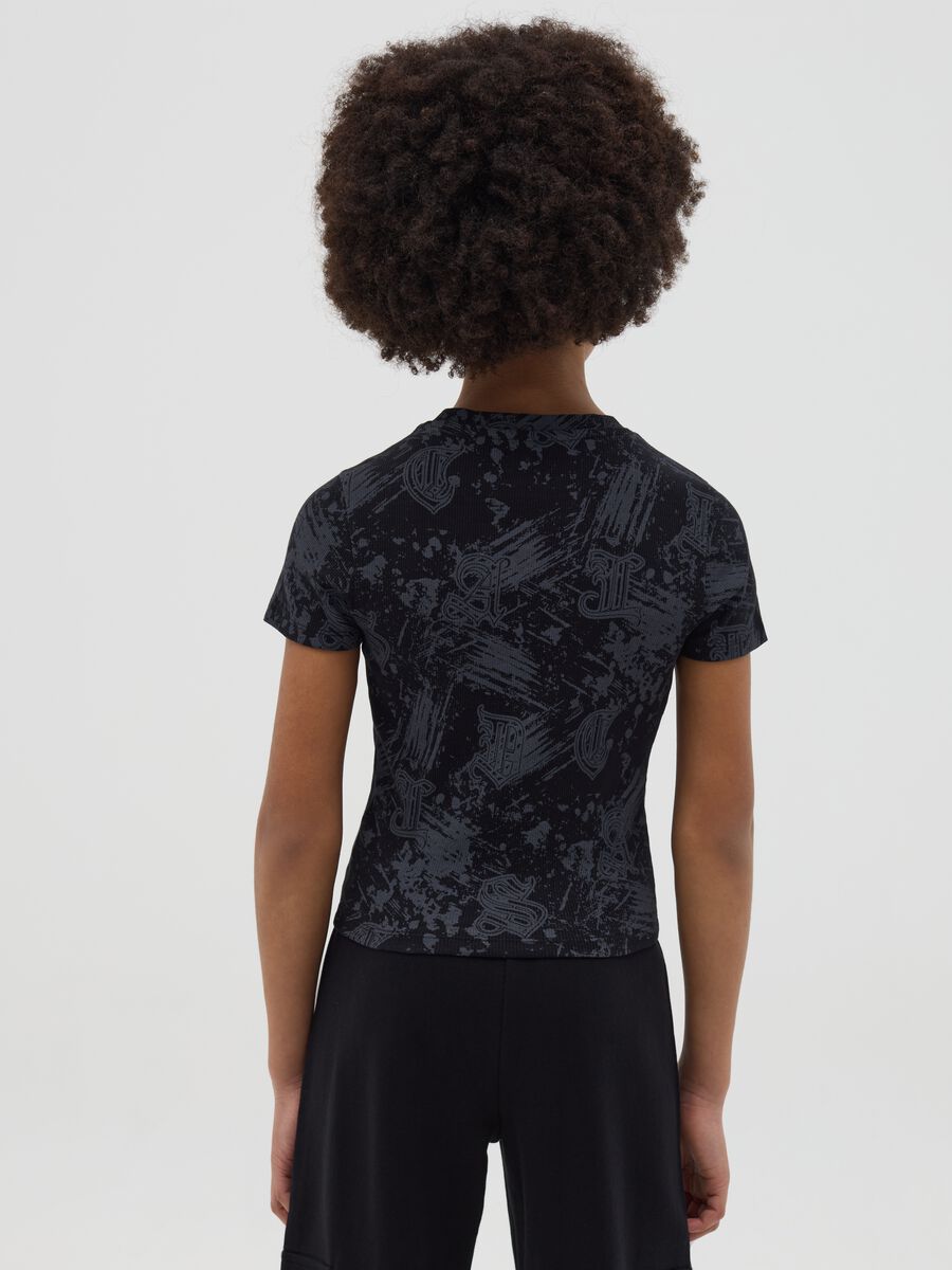 Black short-sleeves T-shirt with tie-dye style_2