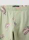 Girls' Green Stretch Cotton Leggings with Prints, Skinny Fit_2