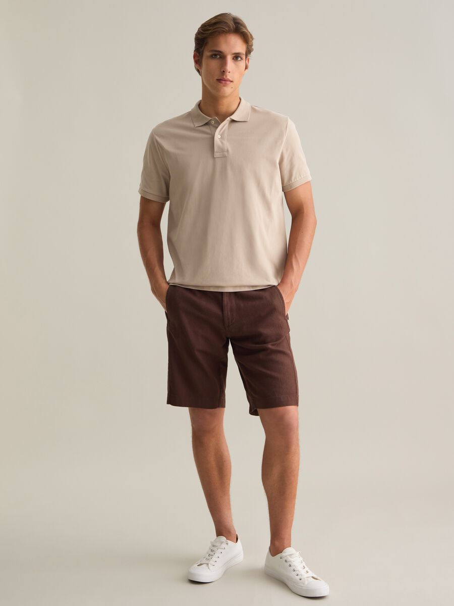 Beige Cotton Short Sleeve Polo_1