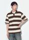 Polo marrone in puro cotone a righe regular fit_0
