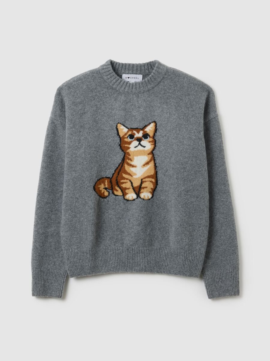 Grey regular fit jumper with print_4