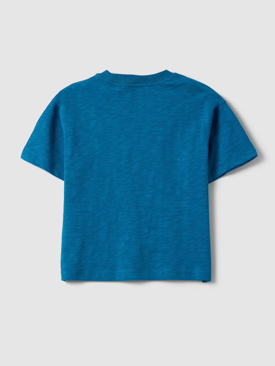 Oversized fit blue crew neck cotton t-shirt for kids_1